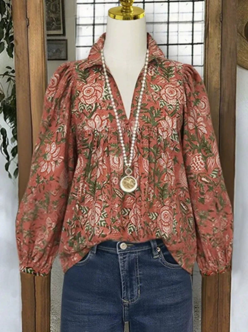 ZARA Indie Printed Collar Loose Fit Long Sleeve Shirt